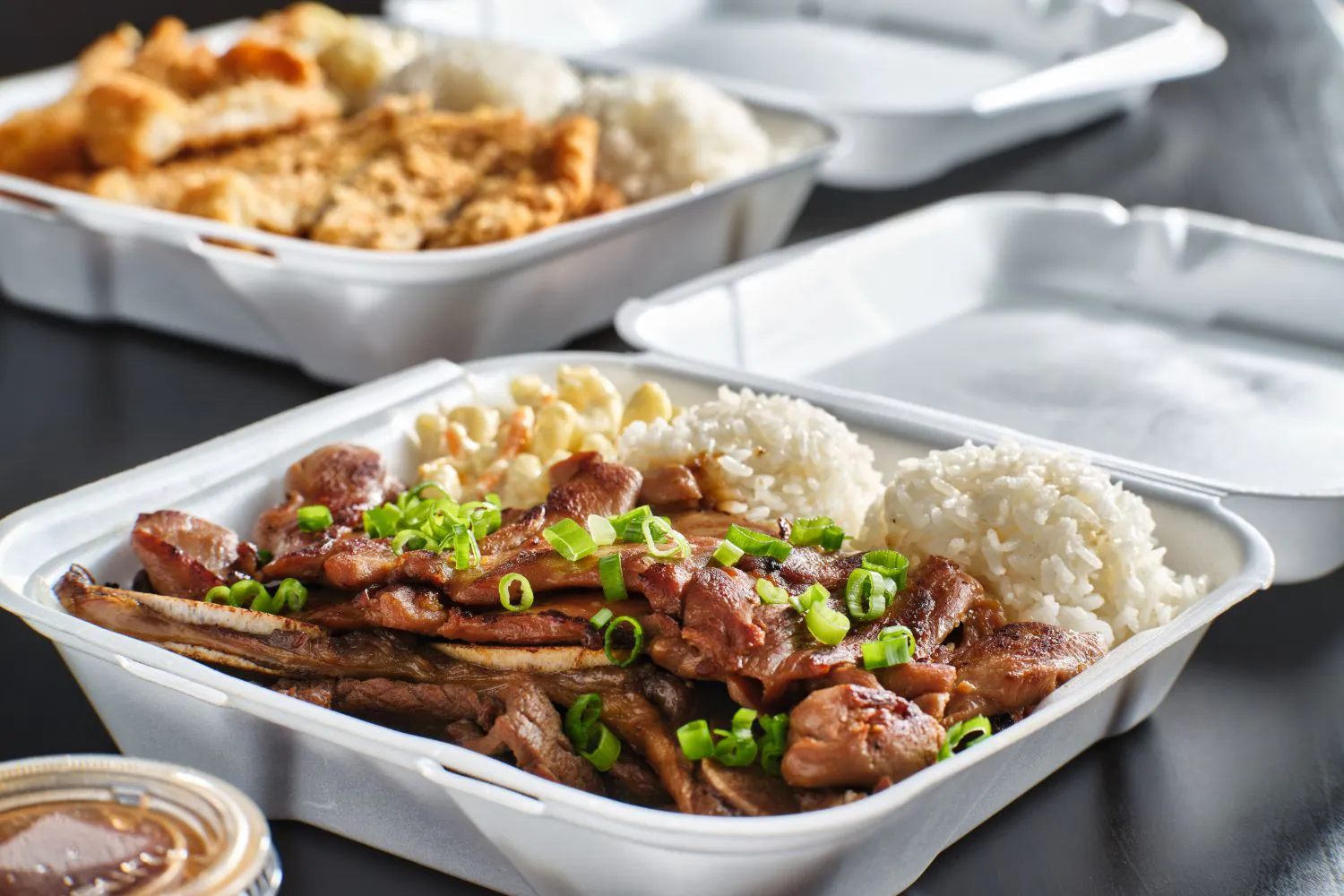 Grilled meat combo plate with rice and mac salad takeout at Ohana Grill Hawaiian BBQ, a Hawaiian Restaurant in Oxnard
